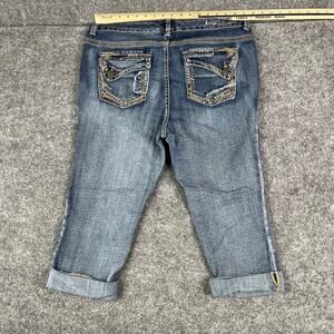 Vintage Capri Jeans Womens Size 16 Blue Medium Wash Distressed Cuffed